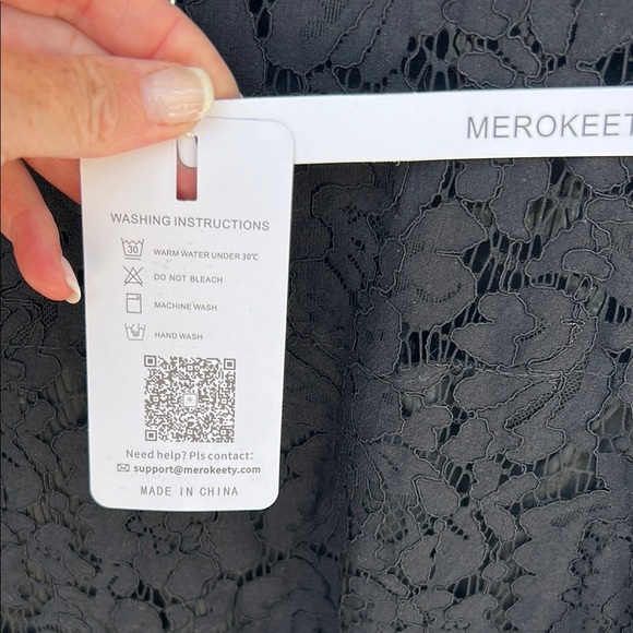 MEROKEETY NWT Lace Black Sheath Mini Dress Size Large - Picture 5 of 9